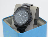 Fossil Bronson Chronograph Black Dial Black Steel Strap Watch for Men - FS5853