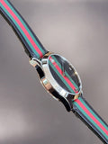 Gucci G Timeless Quartz Black Dial Multicolored Black Leather Strap Watch For Men - YA1264079