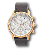 Fossil Goodwin Chronograph White Dial Brown Leather Strap Watch for Men - FS5415