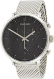 Calvin Klein High Noon Chronograph Black Dial Silver Mesh Bracelet Watch for Men - K8M27121