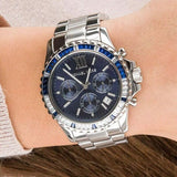 Michael Kors Everest Chronograph Blue Dial Silver Steel Strap Watch For Women - MK7237