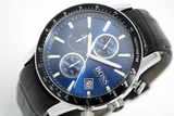 Hugo Boss Rafale Chronograph Quartz Blue Dial Black Leather Strap Watch For Men - HB1513391