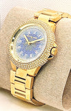 Michael Kors Camille Analog Blue Dial Gold Steel Strap Watch For Women - MK7341