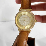 Michael Kors Catlin Champagne Dial Brown Leather Strap Watch for Women - MK2375