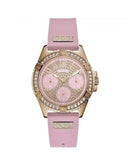 Guess Frontier Diamonds Rose Gold Dial Pink Rubber Strap Watch For Women - W1160L5