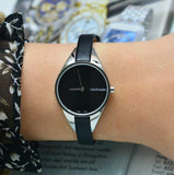 Calvin Klein Rebel Black Grey Dial Black Leather Strap Watch for Women - K8P231C1