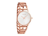 Calvin Klein Stately White Dial Rose Gold Steel Strap Watch for Women - K3G23626