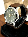 Emporio Armani Luigi Quartz Grey Dial Brown Leather Strap Watch For Men - AR11175