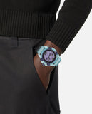 Versace Icon Active Chronograph Purple Dial Blue Silicone Strap Watch For Men - VEZ701523