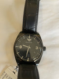 Emporio Armani Franco Black Dial Black Leather Strap Watch For Men - AR0368