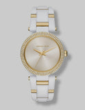 Michael Kors Delray Rose Gold Dial White Steel Strap Watch for Women - MK4315