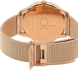 Calvin Klein Minimal Black Dial Rose Gold Mesh Bracelet Watch for Men - K3M2162Y