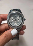 Guess Luna Diamonds Silver Dial Silver Steel Strap Watch for Women - W0729L1