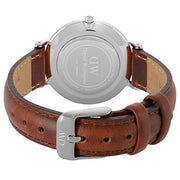 Daniel Wellington Classic Petite St Mawes Black Dial Brown Leather Strap Watch For Women - DW00100181