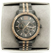 Michael Kors Lexington Chronograph Black Dial Two Tone Steel Strap Watch for Men - MK8561