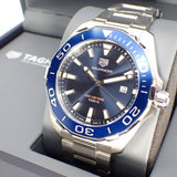 Jam Tangan Pria Tag Heuer Aquaracer dengan Dial Biru dan Tali Baja Perak - WAY101C.BA0746