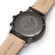 Emporio Armani Sportivo Chronograph Black Dial Brown Leather Strap Watch For Men - AR2462