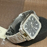 Fossil Inscription Multifunction Black Dial Silver Steel Strap Watch for Men - BQ2655