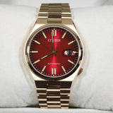 Citizen Tsuyosa Automatic Red Dial Gold Steel Strap Watch For Men - NJ0153-82X