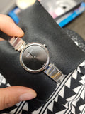 Calvin Klein Authentic Black Dial Silver Steel Strap Watch for Women - K8G23141