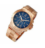 Michael Kors Bel Aire Blue Dial Rose Gold Steel Strap Watch for Women - MK5410