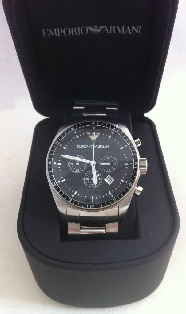 Emporio Armani Sportivo Chronograph Black Dial Silver Stainless Emporio Armani Sportivo Chronograph Black Dial Silver Stainless