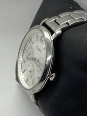 Fossil Jacqueline Silver Dial Silver Steel Strap Watch for Women - ES3664