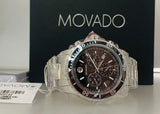 Movado Series 800 Chronograph Black Dial Silver Steel Strap Watch For Men - 2600142