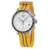 Tissot Quickster Chronograph NBA LA Lakers White Dial Yellow NATO Strap Watch for Men - T095.417.17.037.05