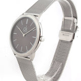 Calvin Klein Minimal Grey Dial Silver Mesh Bracelet Watch for Men - K3M22124