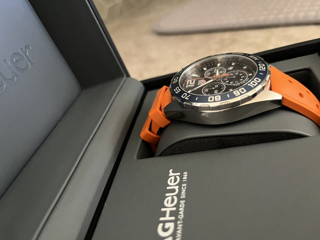 TAG Heuer Formula 1 Chronograph Blue Dial Orange Rubber Watch with 3  Subdials CAZ1014.FT8028