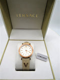 Versace V-Twist White Dial White Leather Strap Watch for Women - VELS00419