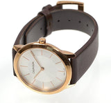 Calvin Klein Minimal White Dial Brown Leather Strap Watch for Women - K3M226G6