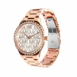 Michael Kors Layton Three Hand Silver Dial Rose Gold Steel Strap Watch For Women - MK7297