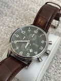 Hugo Boss Aeroliner Chronograph Quartz Grey Dial Brown Leather Strap Watch For Men - HB1512570