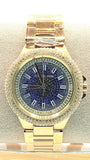 Michael Kors Camille Analog Blue Dial Gold Steel Strap Watch For Women - MK7341