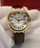 Cartier Ballon Blue de Cartier Silver Dial Brown Leather Strap Watch for Men - W6900551