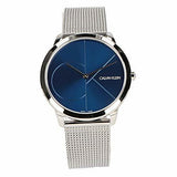 Calvin Klein Minimal Blue Dial Silver Mesh Bracelet Watch for Men - K3M2112N