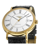 Longines Presence 25.5mm Automatic White Dial Black Leather Strap Watch untuk Wanita - L4.921.2.11.2