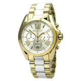 Michael Kors Bradshaw Chronograph White Dial Two Tone Steel Strap Watch For Women - MK5743