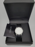 Movado Museum Quartz Silver Dial Black Leather Strap Watch For Men - 2100001