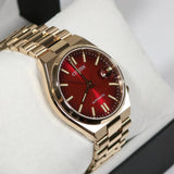 Citizen Tsuyosa Automatic Red Dial Gold Steel Strap Watch For Men - NJ0153-82X