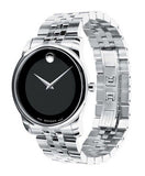 Movado Museum Classic Black Dial Silver Steel Strap Watch For Men - 606504