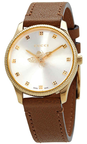 稀少 GUCCI(グッチ) G-Timeless Brown Dial Ladies Watch Gucci G Timeless Quartz Brown Dial Brown Leather Strap