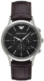 Emporio Armani Renato Chronograph Black Dial Brown Leather Strap Watch For Men - AR2482