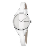 Calvin Klein Rebel White Dial White Leather Strap Watch for Women - K8P231L6