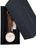 Daniel Wellington Dapper Bristol White Dial Brown Leather Strap Watch For Men - DW00100086