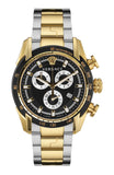 Versace V-Ray Chronograph Black Dial Two Tone Steel Strap Watch For Men - VE2I00421