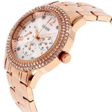 Guess Bedazzle Diamonds Silver Dial Rose Gold Steel Strap Watch For Women - W1097L3