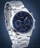 Guess Hendrix Chronograph Blue Dial Silver Steel Strap Watch for Men - W1309G1